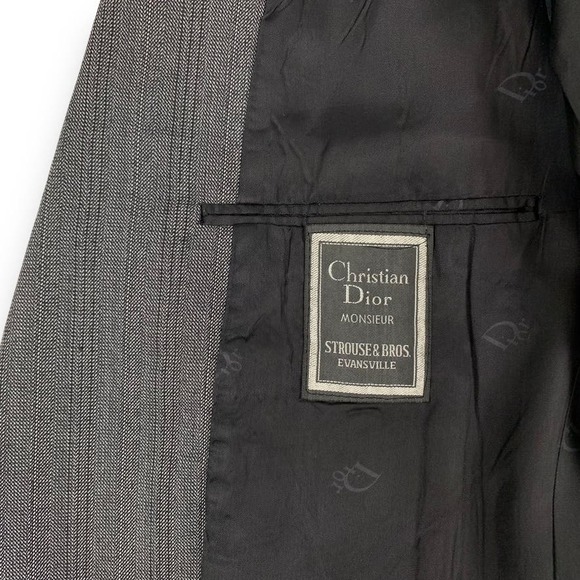 Vintage Christian Dior Monsieur Gray Striped Two Piece Suit TINY FLAW - Picture 8 of 14